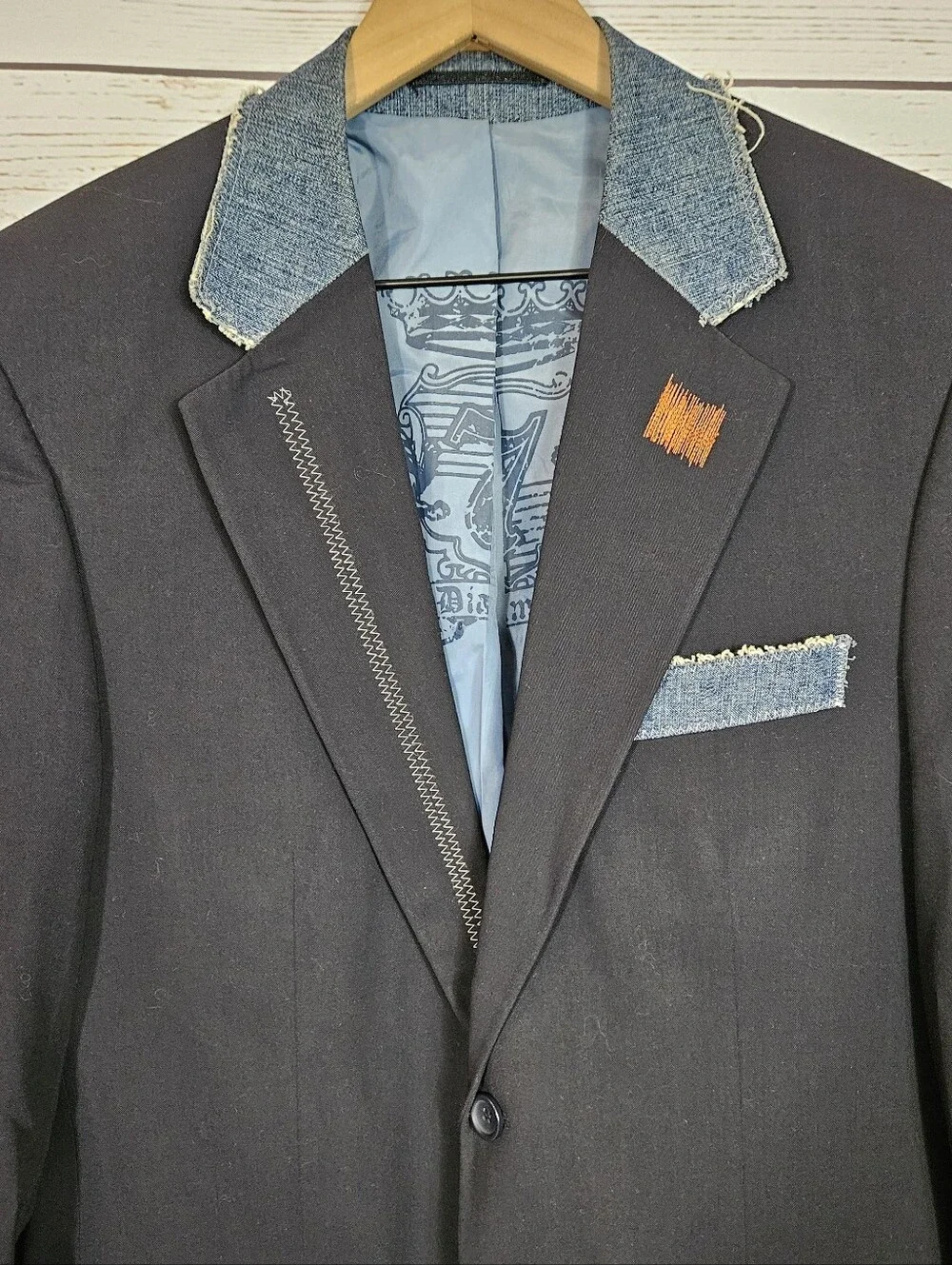 7 Diamonds | Richards Denim Patch Black Sport Coat Blazer